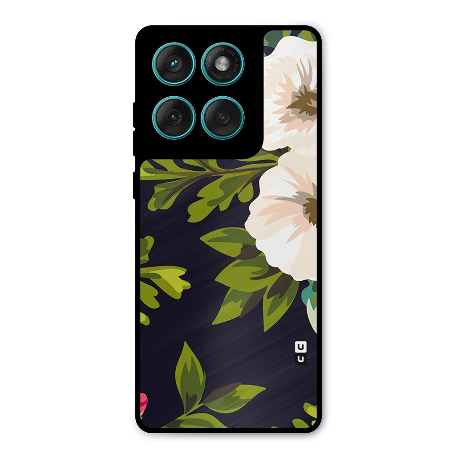 Floral Leaves Metal Back Case for Motorola Edge 60