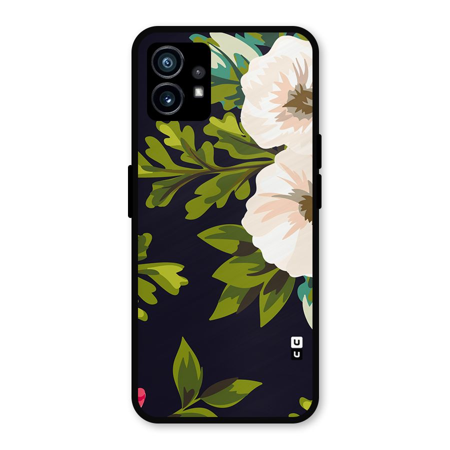 Floral Leaves Metal Back Case for Nothing Phone 1