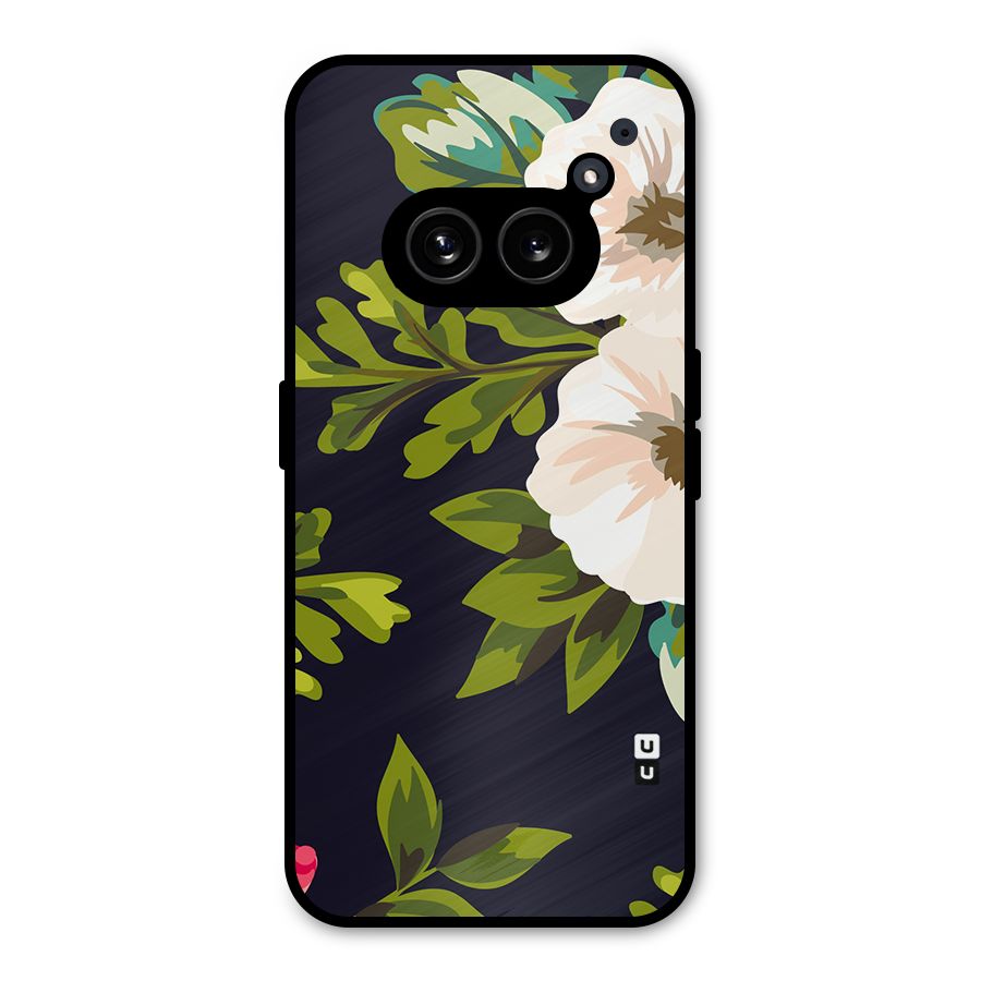 Floral Leaves Metal Back Case for Nothing Phone 2a Plus