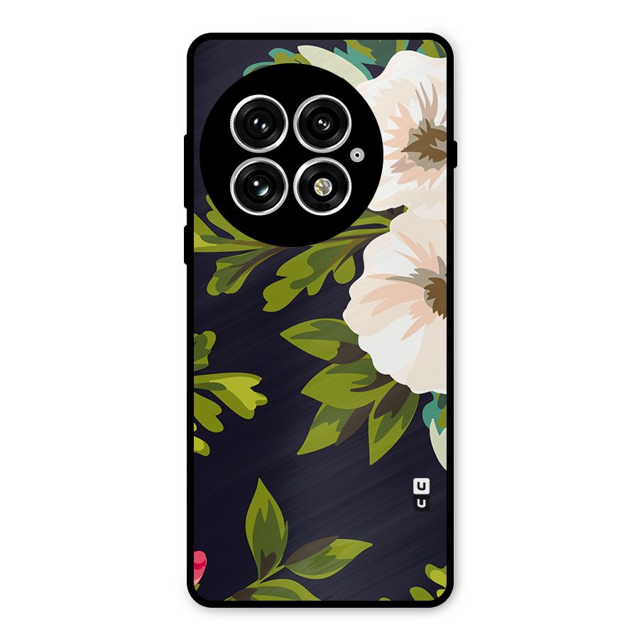 Floral Leaves Metal Back Case for OnePlus 13