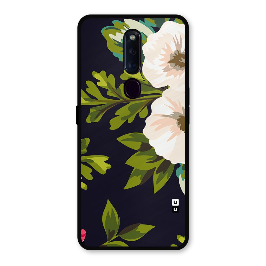 Floral Leaves Metal Back Case for Oppo F11 Pro