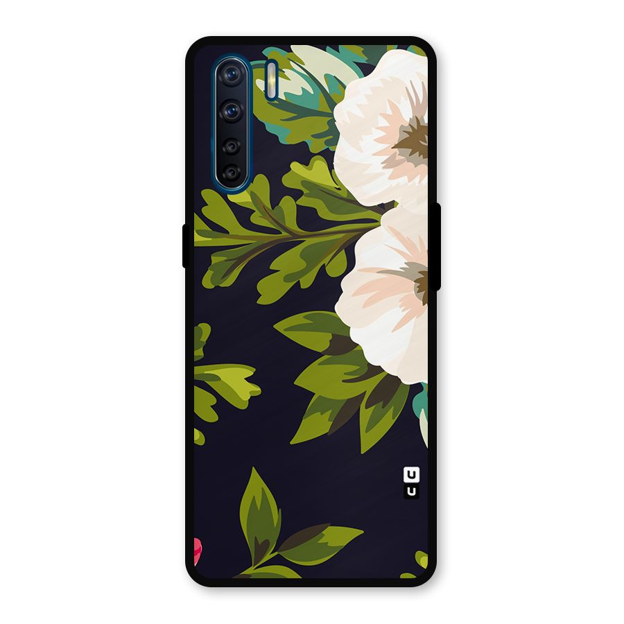 Floral Leaves Metal Back Case for Oppo F15
