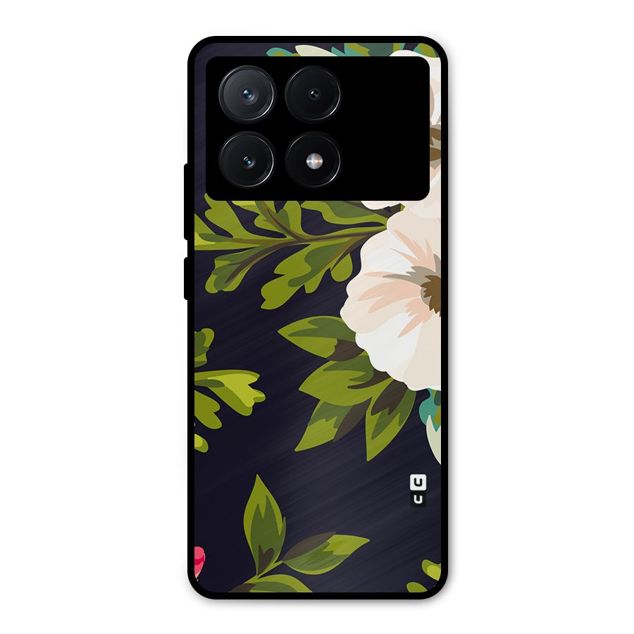 Floral Leaves Metal Back Case for Poco X6 Pro