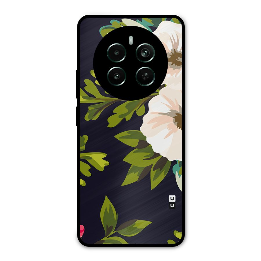 Floral Leaves Metal Back Case for Realme 12 Pro Plus