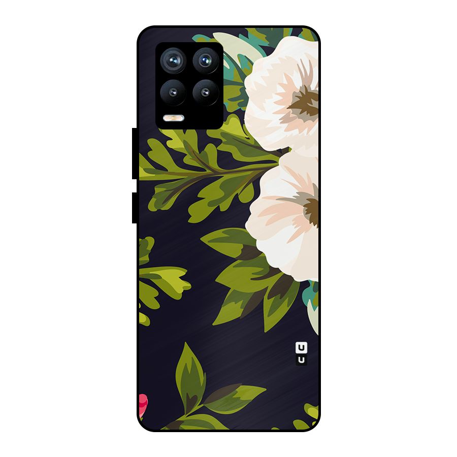 Floral Leaves Metal Back Case for Realme 8 Pro