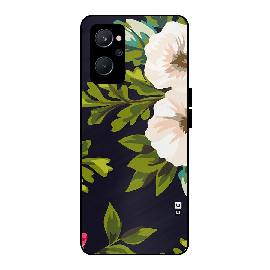 Floral Leaves Metal Back Case for Realme 9i 5G