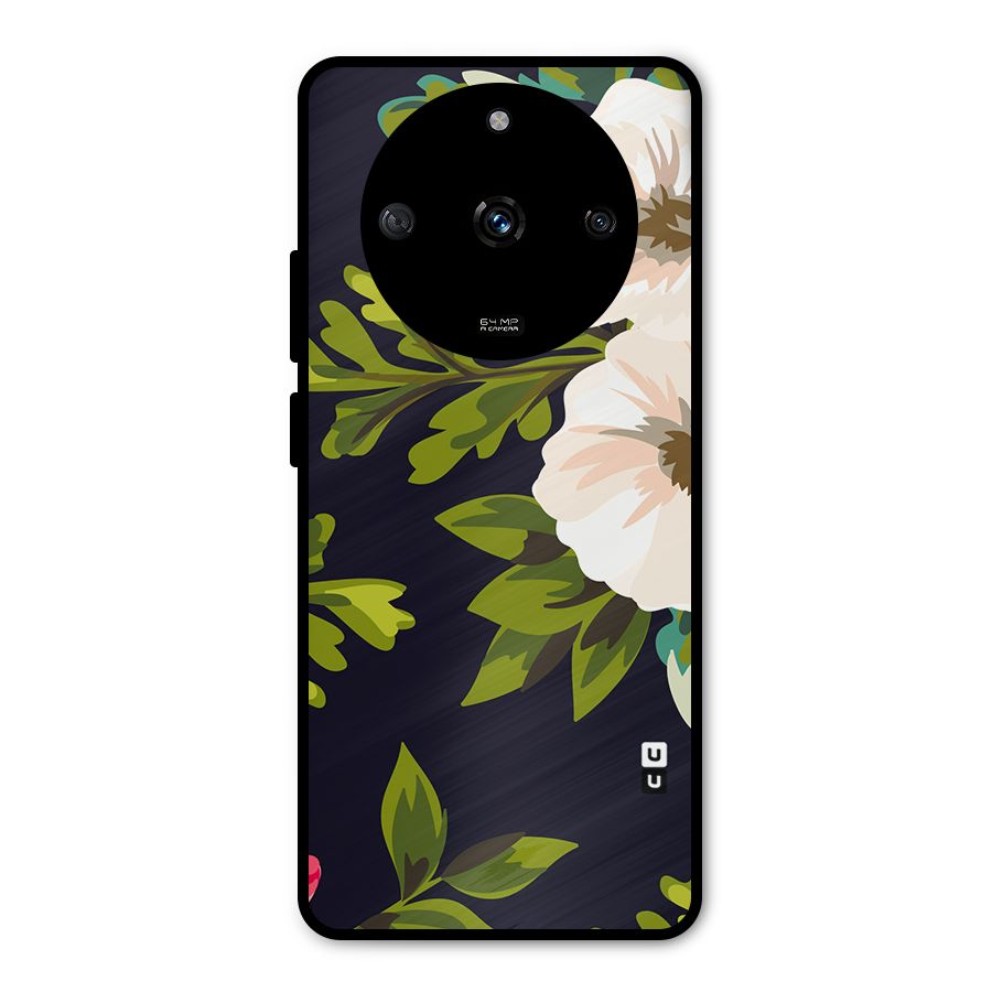 Floral Leaves Metal Back Case for Realme Narzo 60 5G