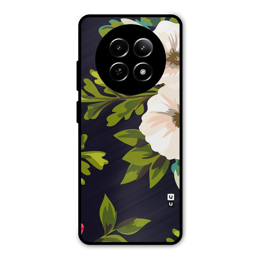 Floral Leaves Metal Back Case for Realme Narzo 70x 5G
