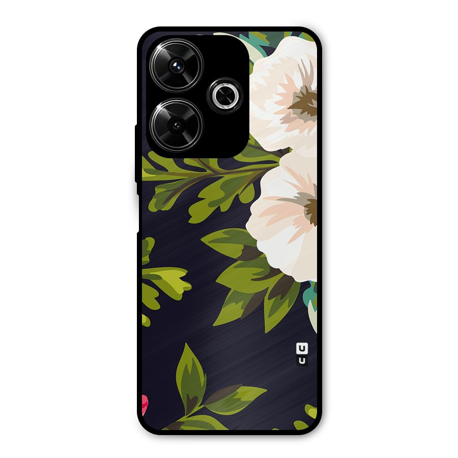 Floral Leaves Metal Back Case for Redmi 13 5G