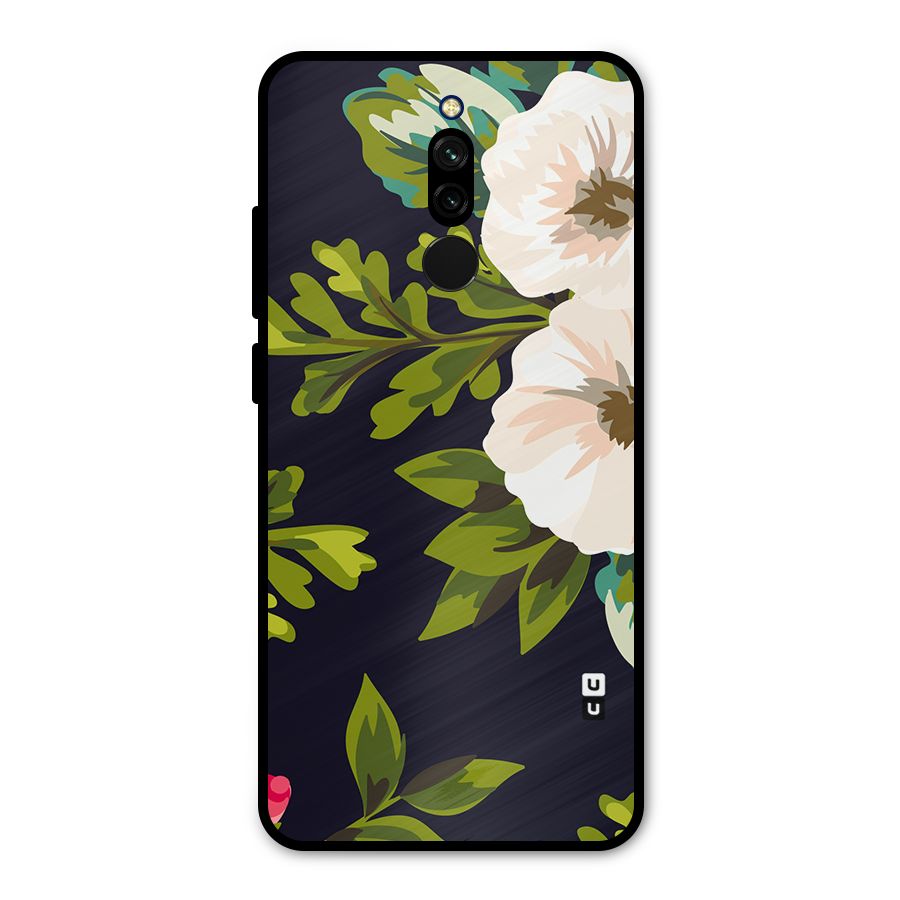 Floral Leaves Metal Back Case for Redmi 8