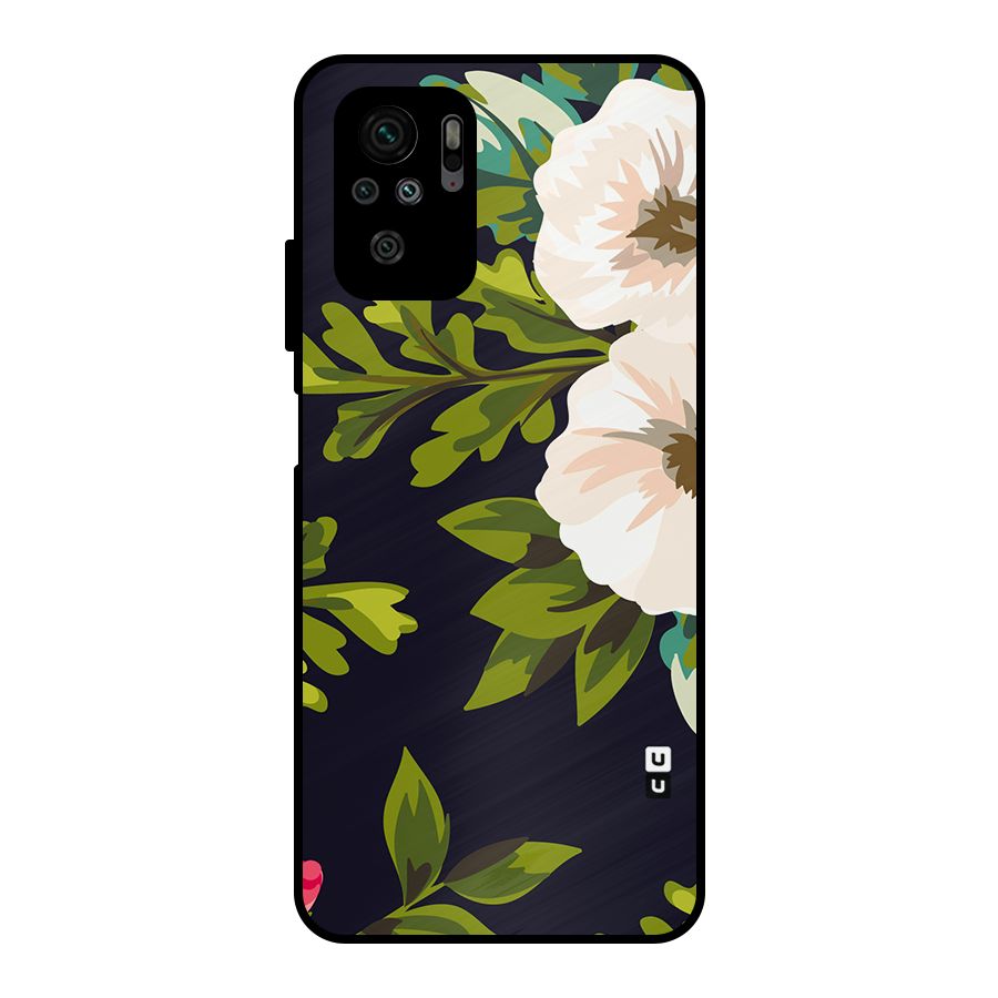 Floral Leaves Metal Back Case for Redmi Note 10S