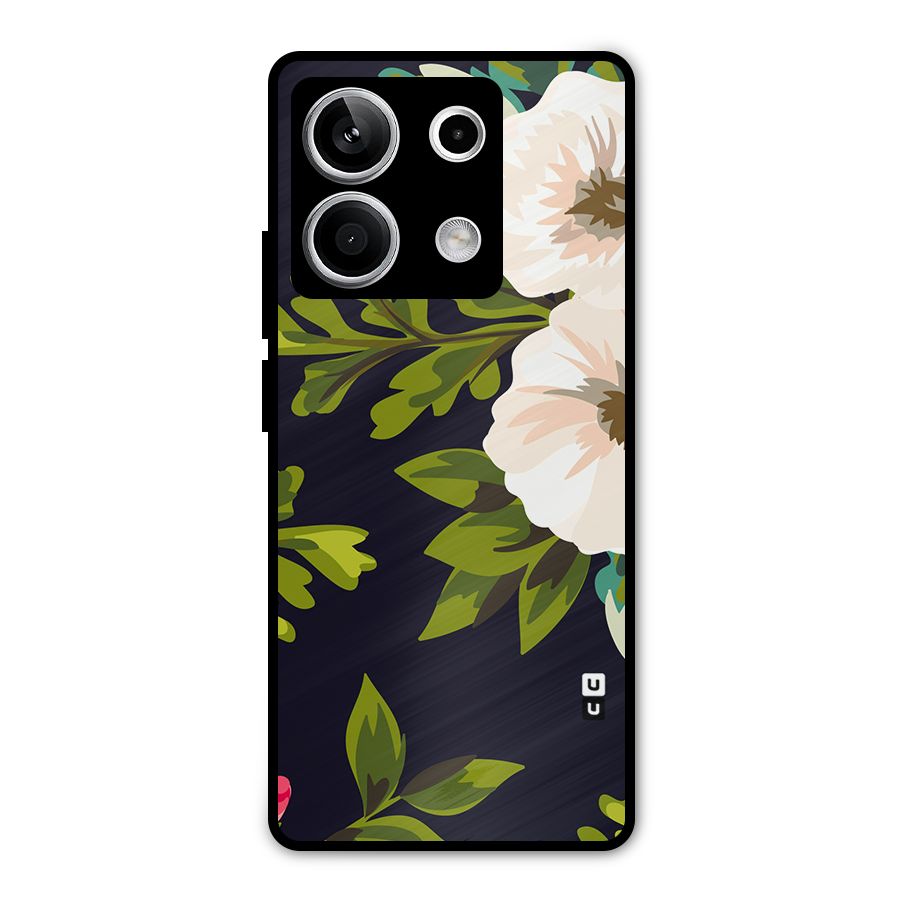 Floral Leaves Metal Back Case for Redmi Note 13 5G