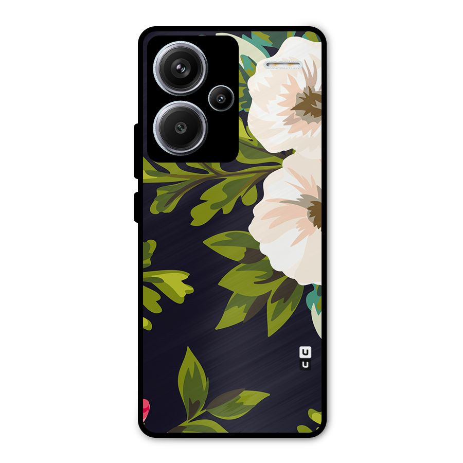 Floral Leaves Metal Back Case for Redmi Note 13 Pro Plus