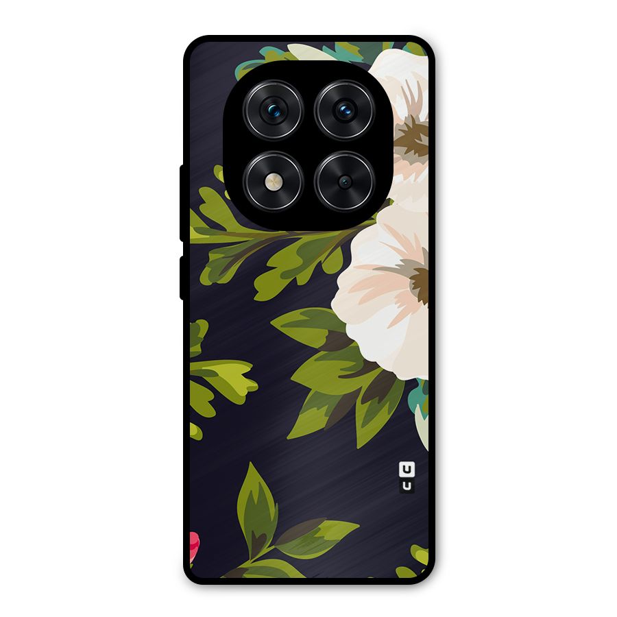 Floral Leaves Metal Back Case for Redmi Note 14 Pro 5G