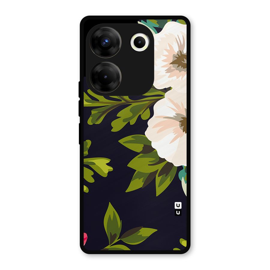 Floral Leaves Metal Back Case for Tecno Camon 20 Pro