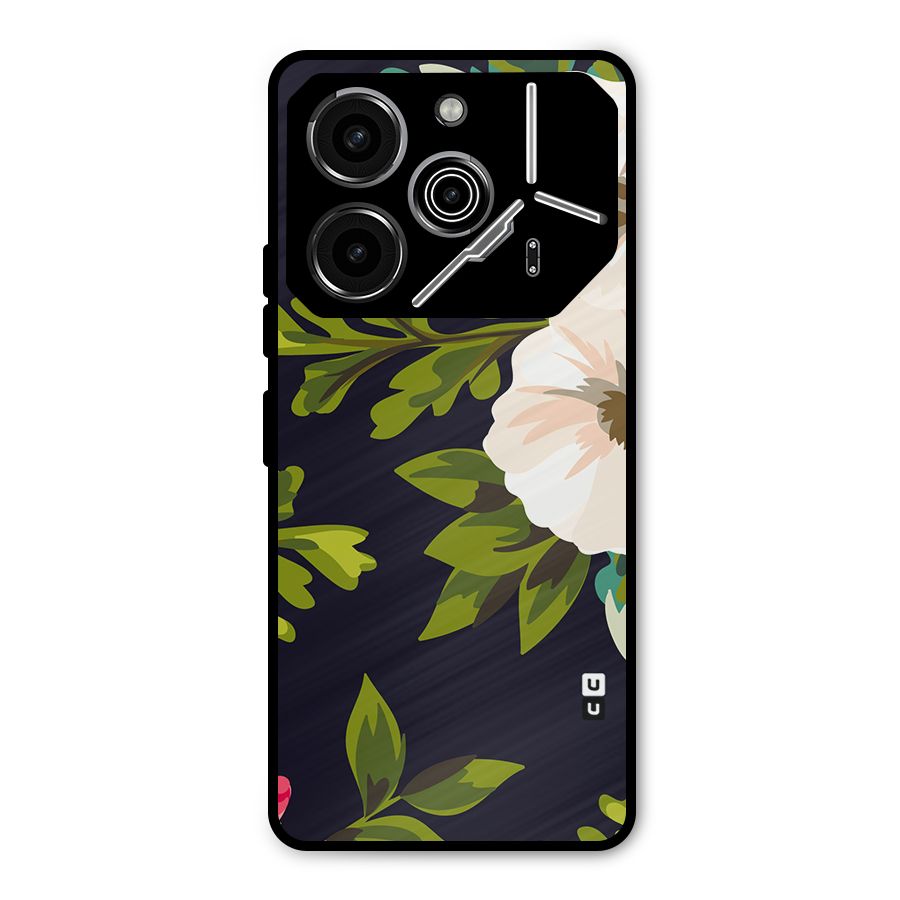 Floral Leaves Metal Back Case for Tecno Pova 6 Pro
