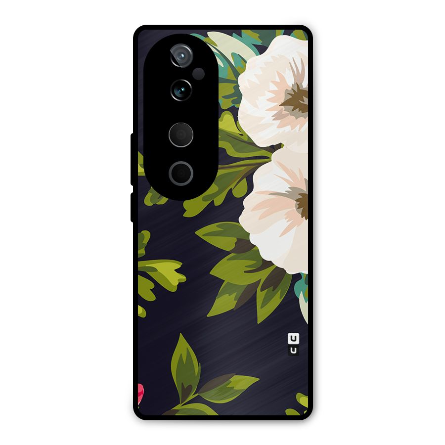 Floral Leaves Metal Back Case for Vivo T3 Ultra