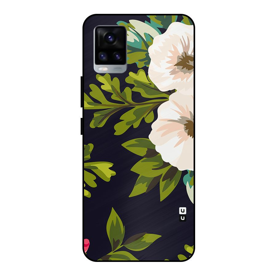 Floral Leaves Metal Back Case for Vivo V20