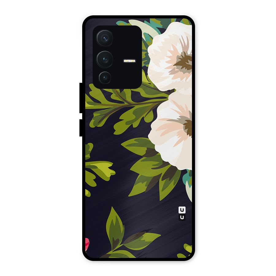 Floral Leaves Metal Back Case for Vivo V23 5G