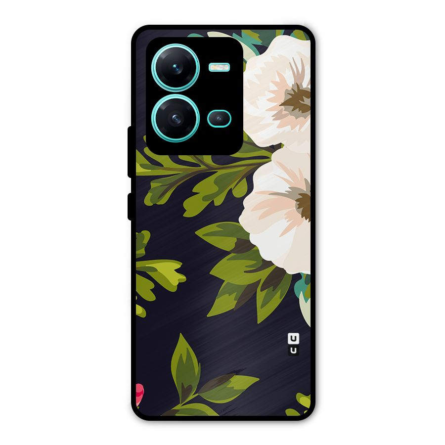 Floral Leaves Metal Back Case for Vivo V25