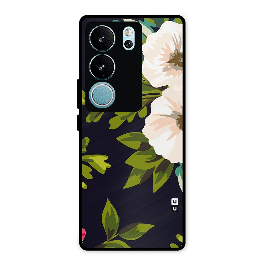 Floral Leaves Metal Back Case for Vivo V29