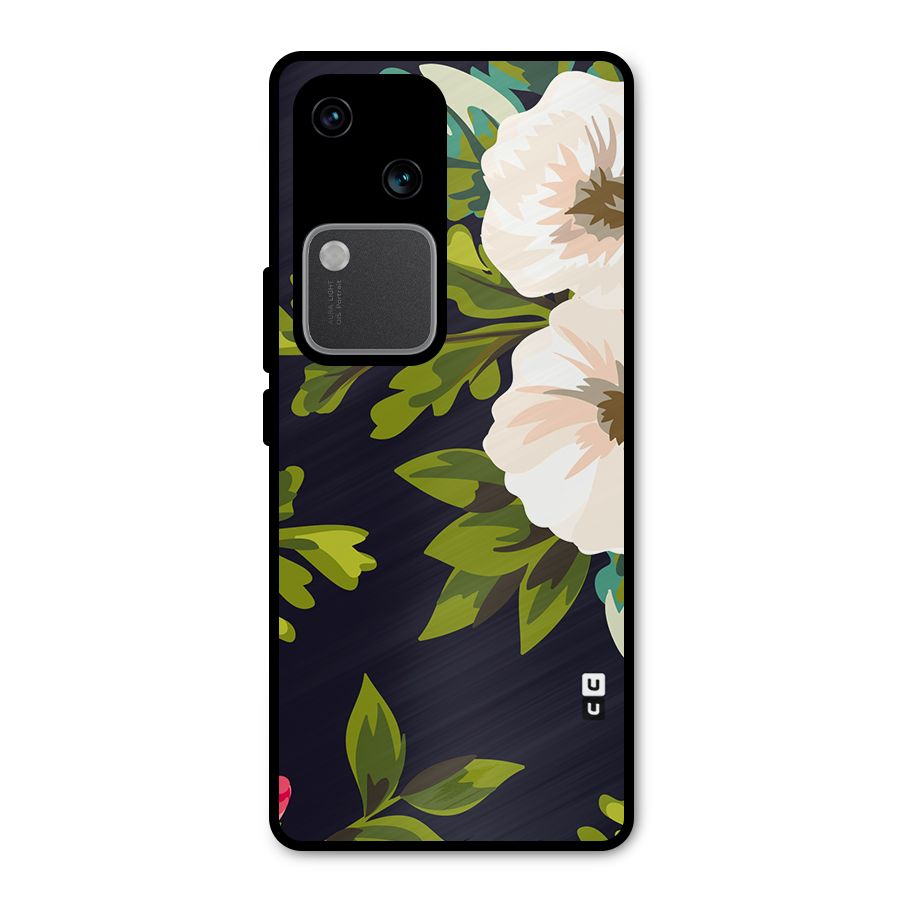 Floral Leaves Metal Back Case for Vivo V30