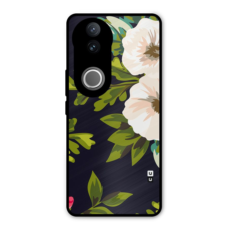Floral Leaves Metal Back Case for Vivo V50e