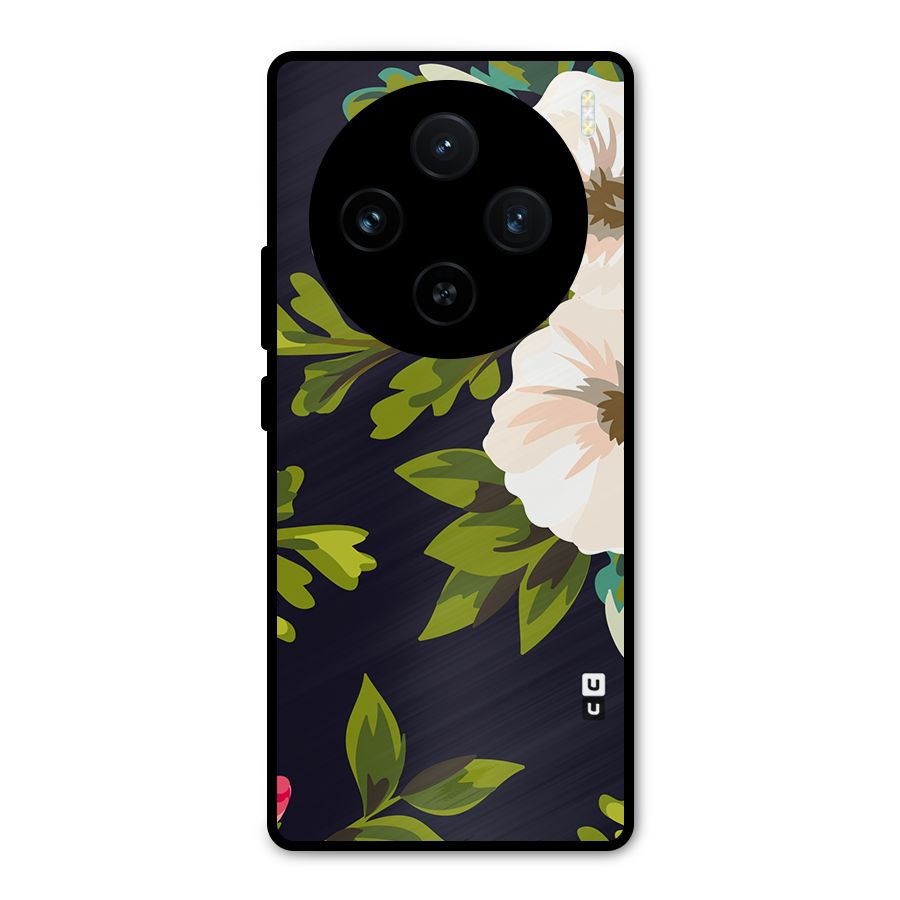 Floral Leaves Metal Back Case for Vivo X100