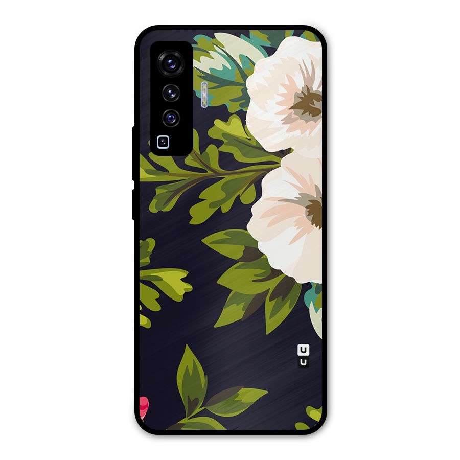 Floral Leaves Metal Back Case for Vivo X50