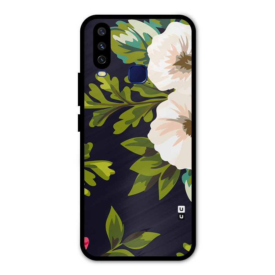 Floral Leaves Metal Back Case for Vivo Y12