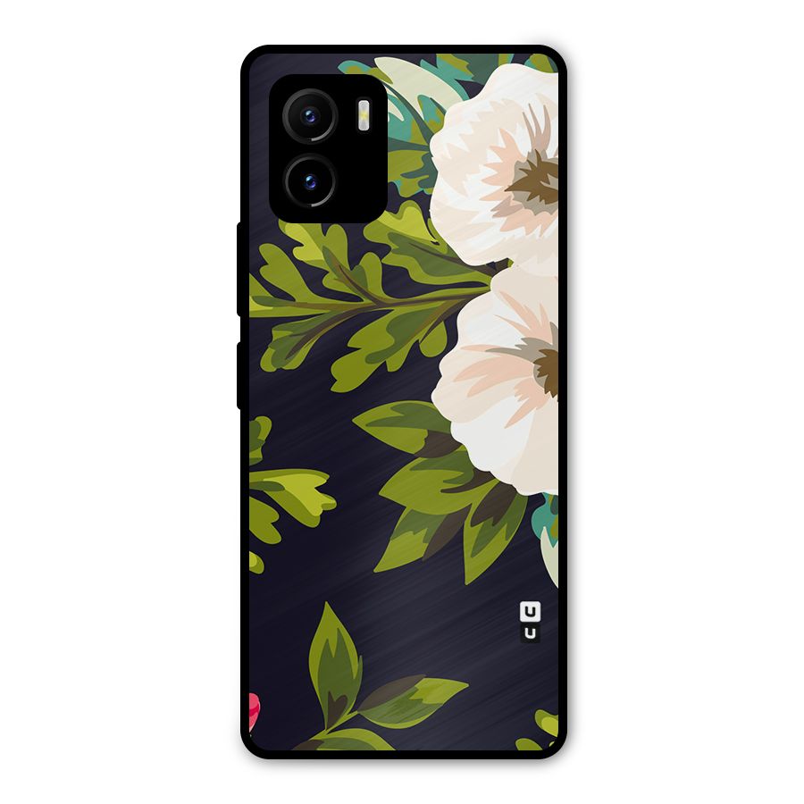 Floral Leaves Metal Back Case for Vivo Y15s