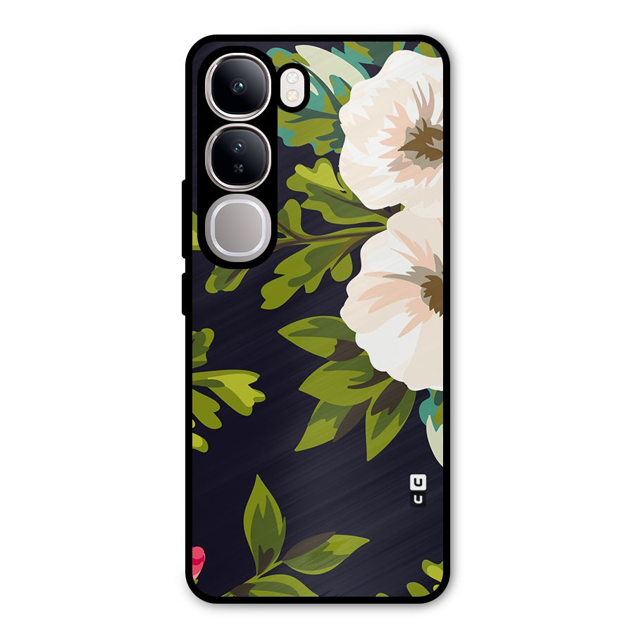 Floral Leaves Metal Back Case for Vivo Y300