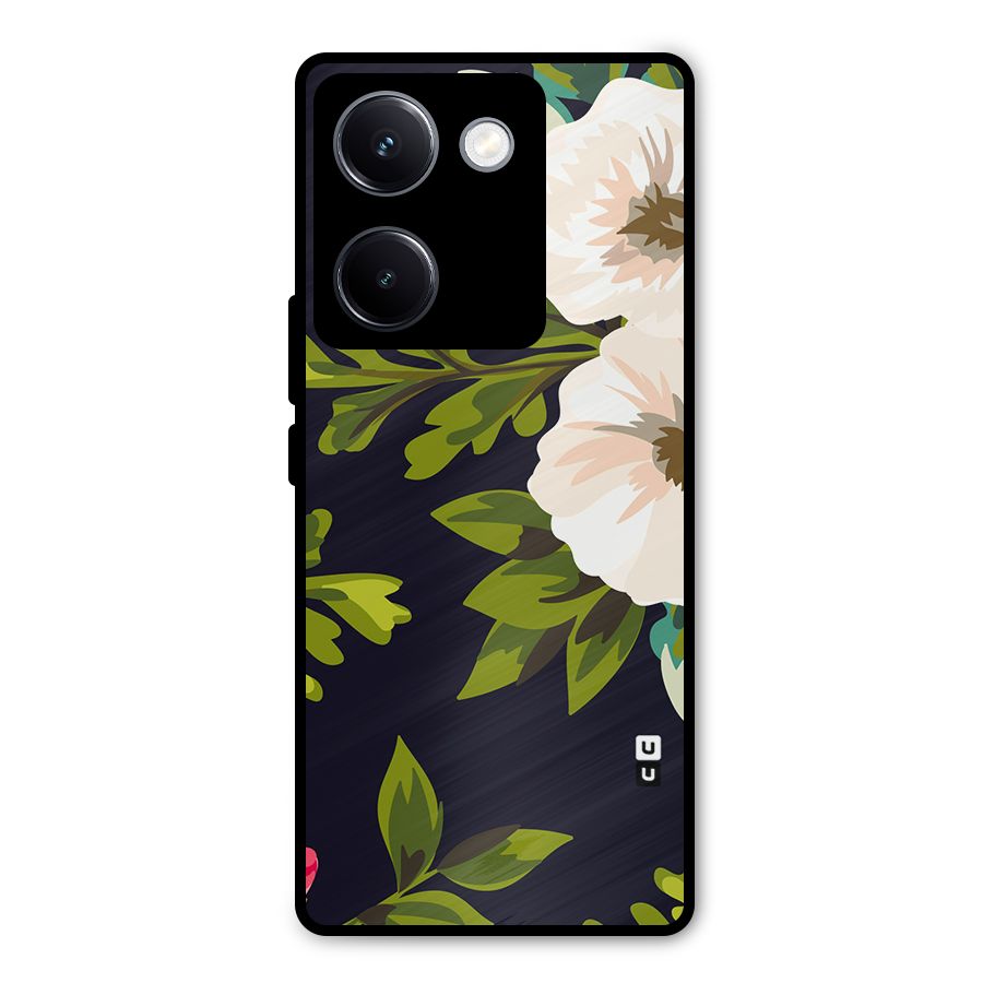 Floral Leaves Metal Back Case for Vivo Y300 Plus