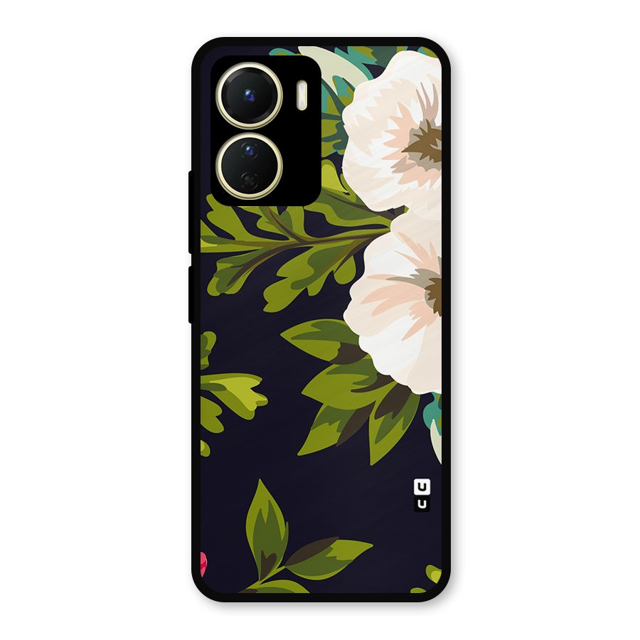 Floral Leaves Metal Back Case for Vivo Y56