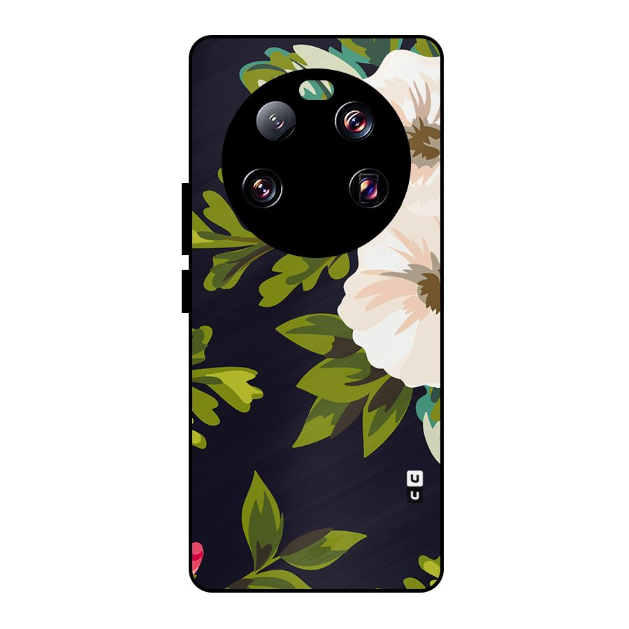 Floral Leaves Metal Back Case for Xiaomi 13 Ultra