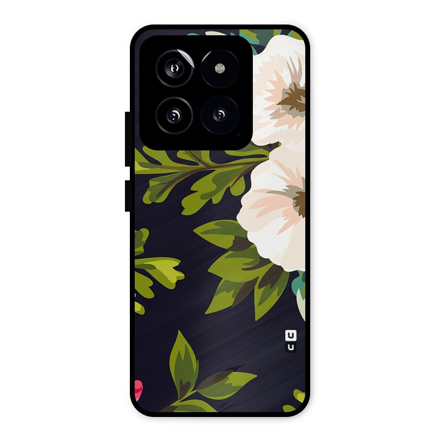 Floral Leaves Metal Back Case for Xiaomi 14