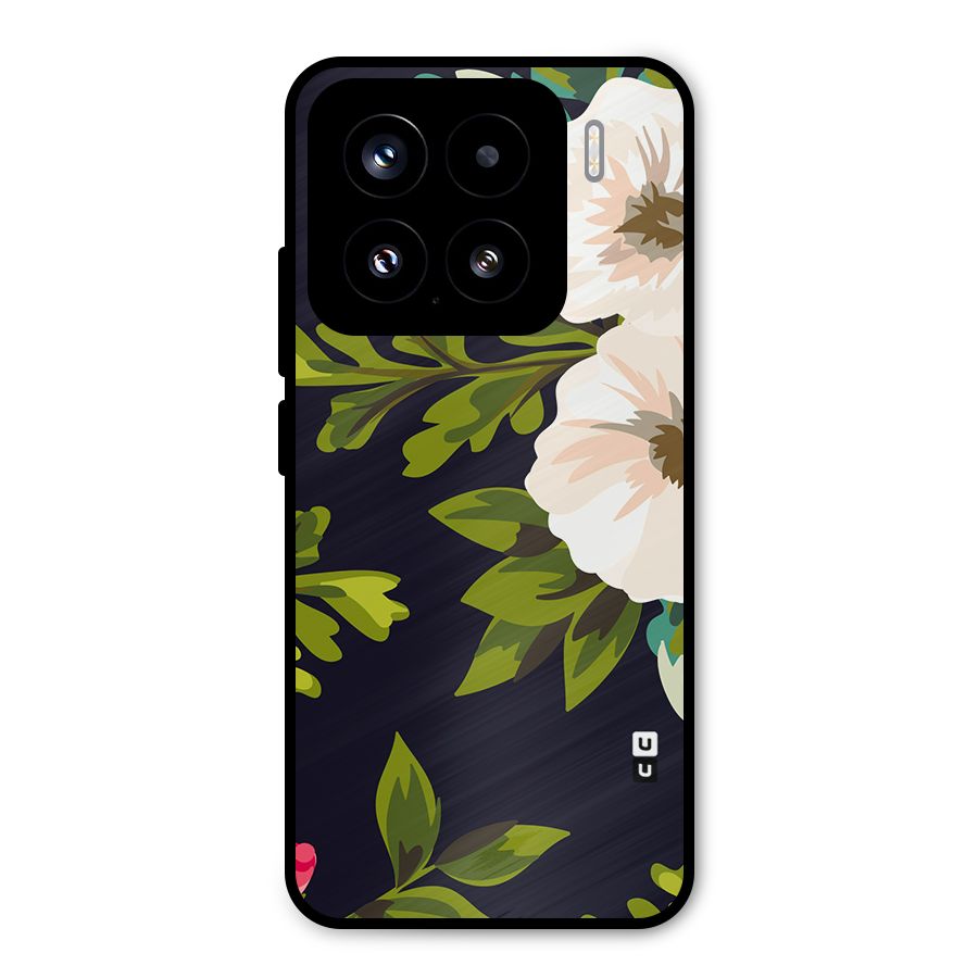 Floral Leaves Metal Back Case for Xiaomi 15