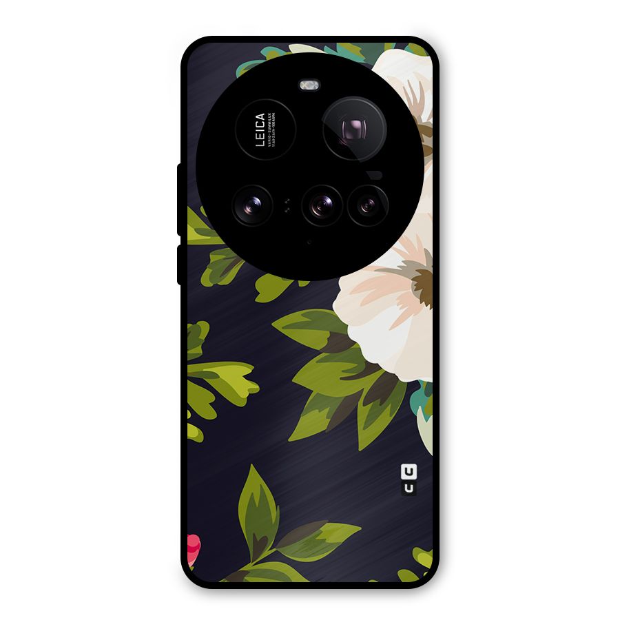 Floral Leaves Metal Back Case for Xiaomi 15 Ultra