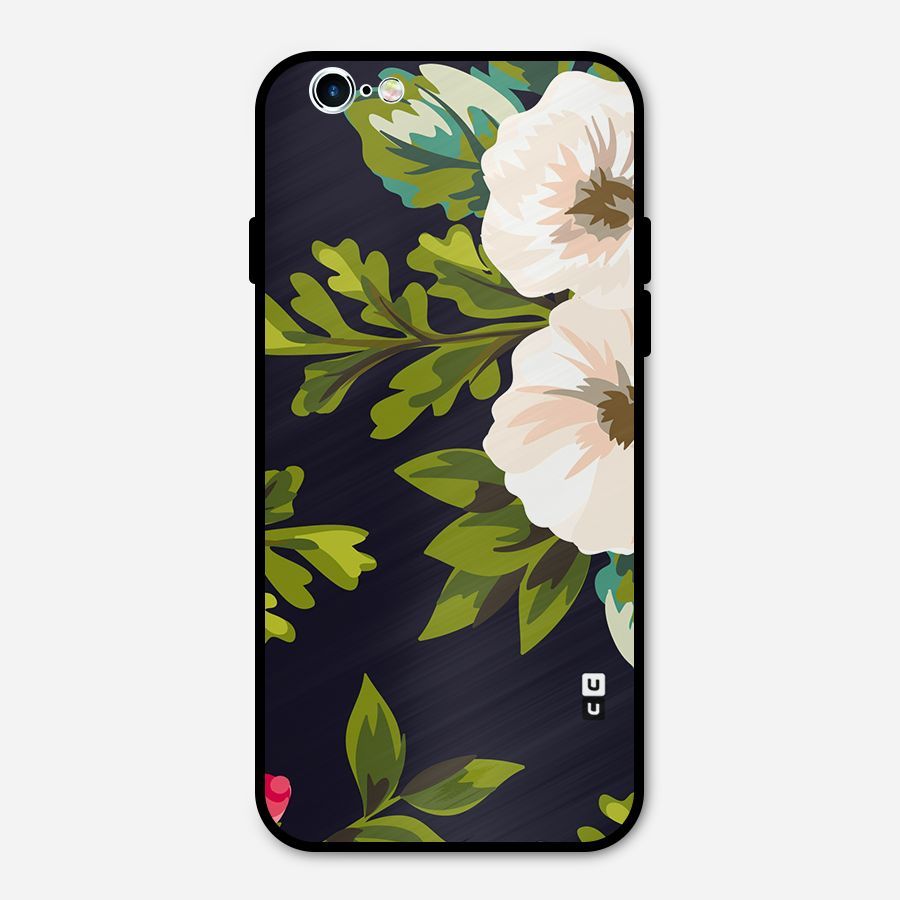 Floral Leaves Metal Back Case for iPhone 6 6s