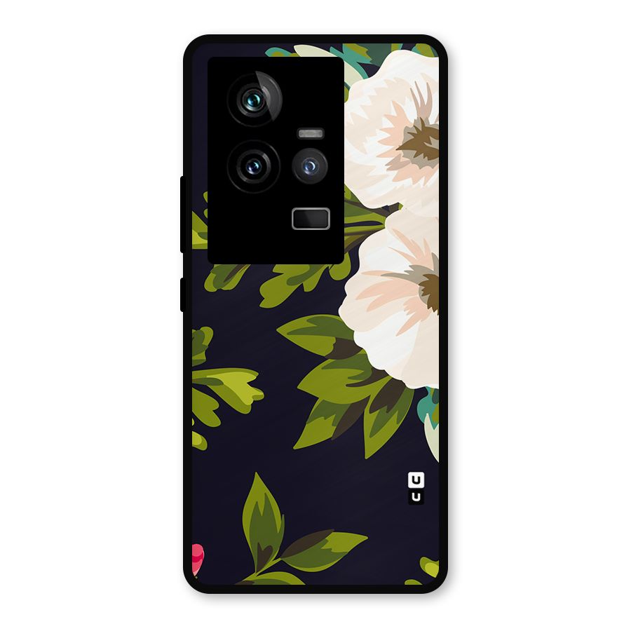 Floral Leaves Metal Back Case for iQOO 11 5G