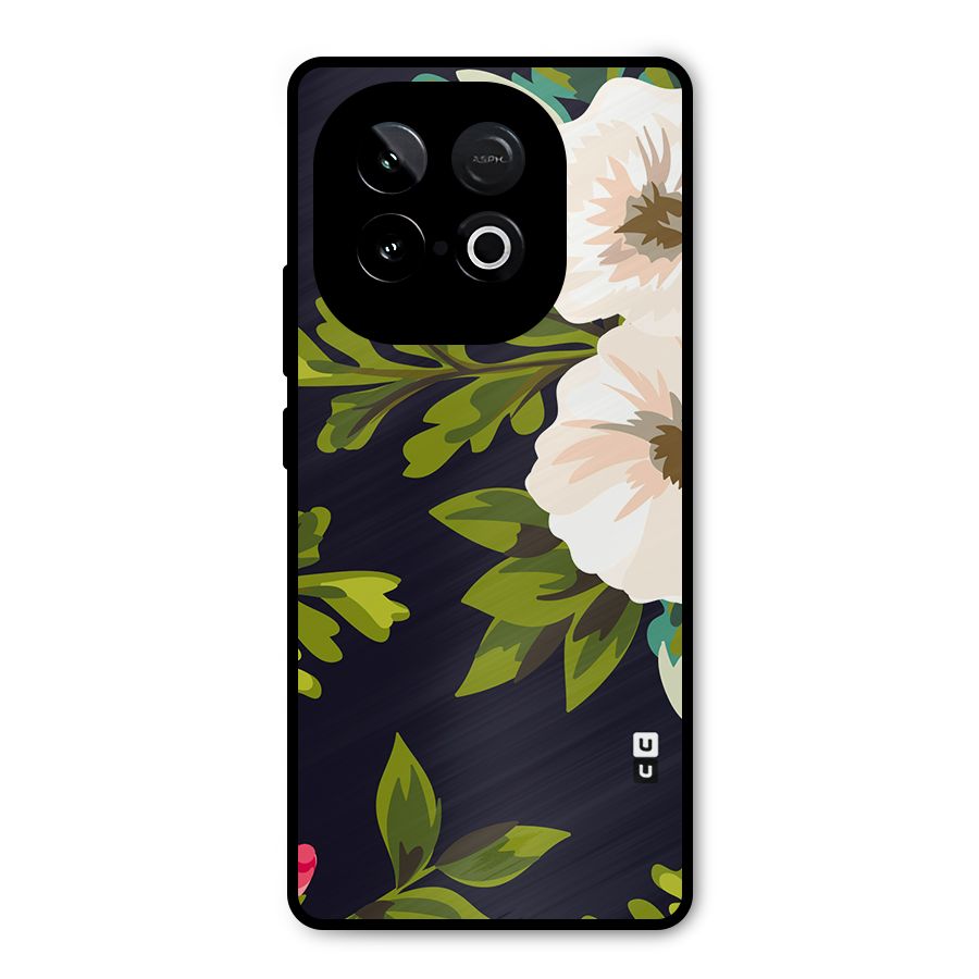 Floral Leaves Metal Back Case for iQOO Neo 10
