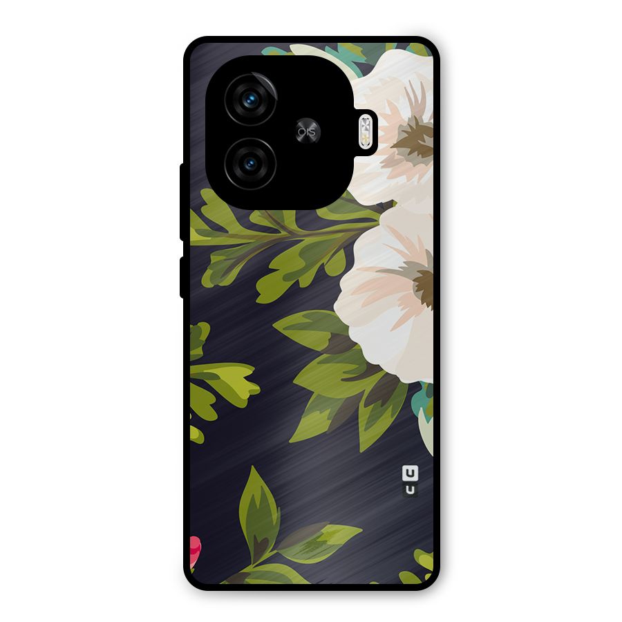Floral Leaves Metal Back Case for iQOO Neo 10R