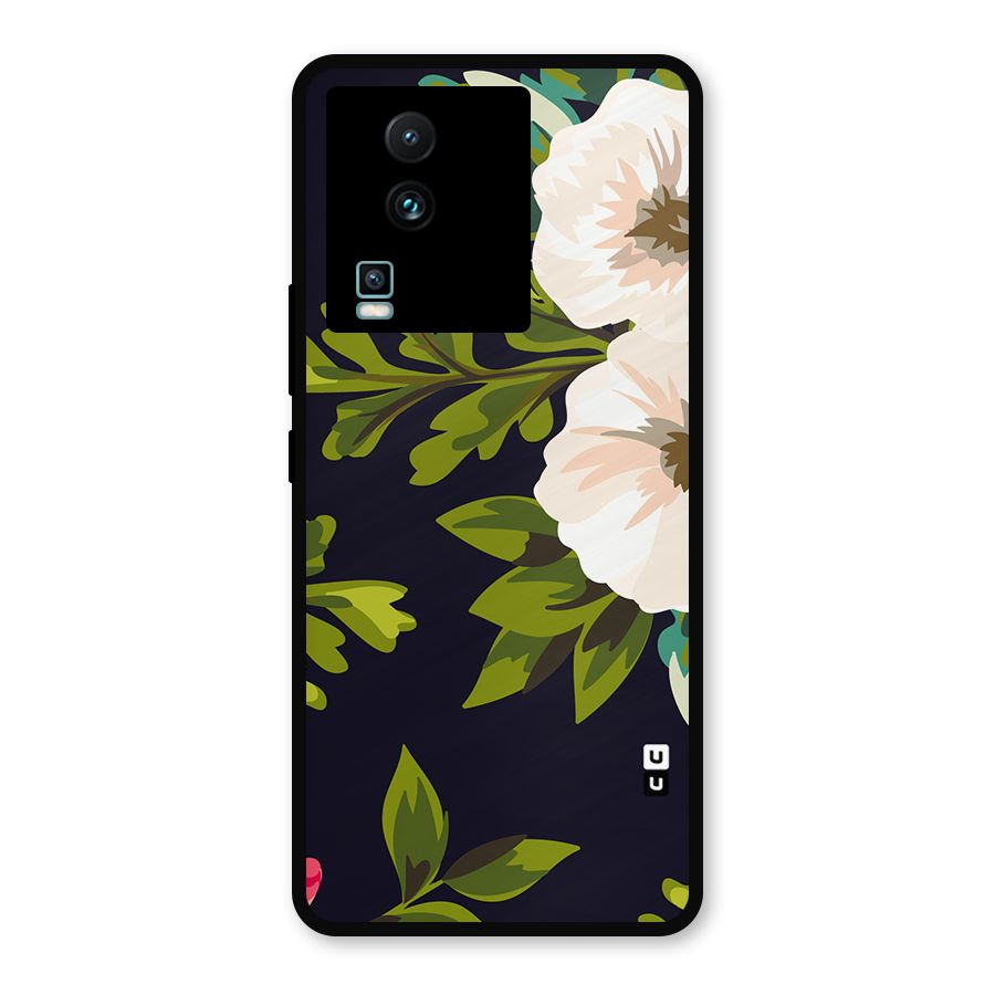 Floral Leaves Metal Back Case for iQOO Neo 7 Pro