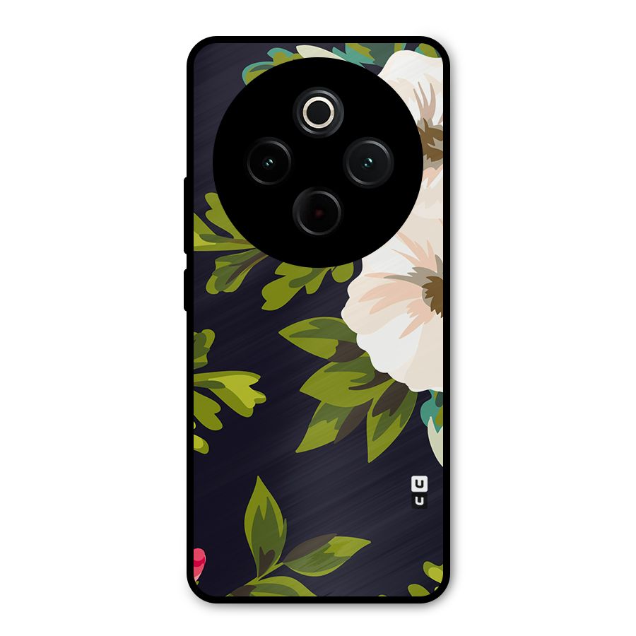 Floral Leaves Metal Back Case for iQOO Z10