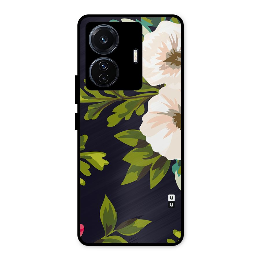 Floral Leaves Metal Back Case for iQOO Z6
