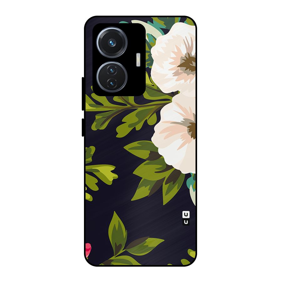 Floral Leaves Metal Back Case for iQOO Z6 44W
