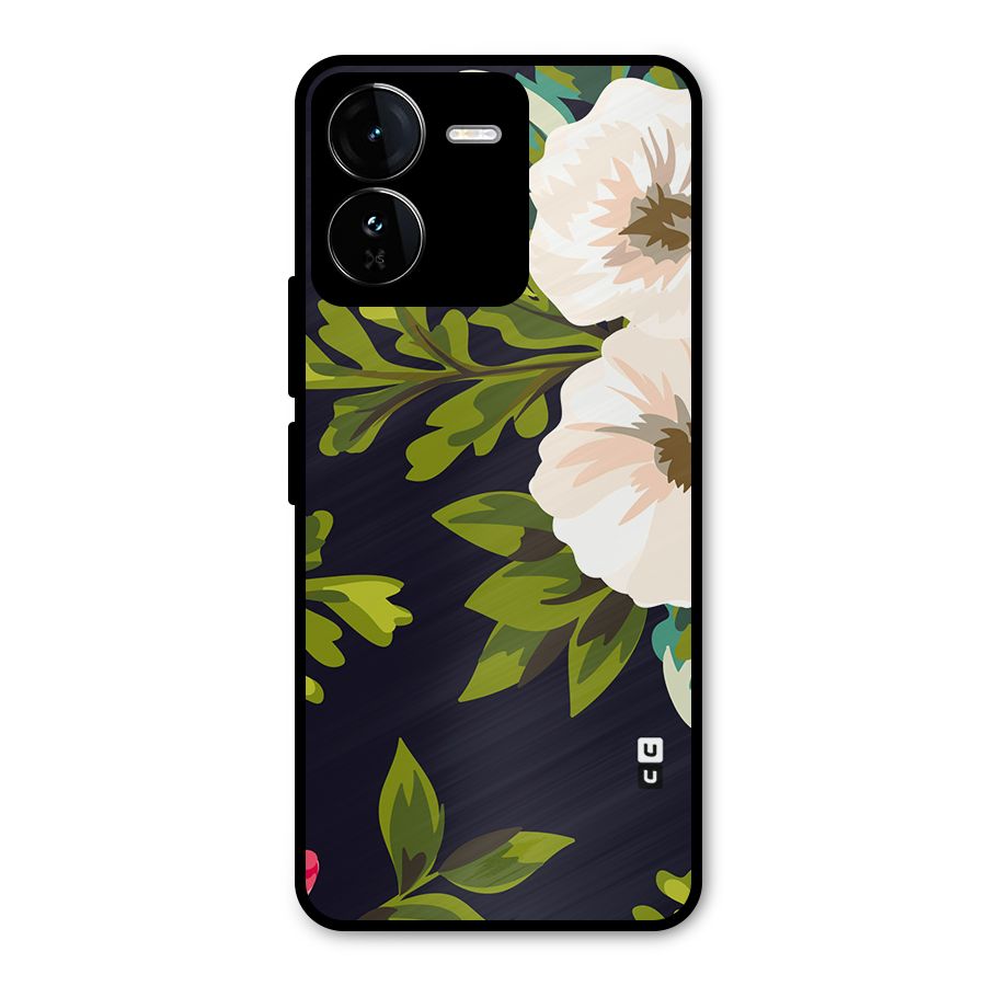 Floral Leaves Metal Back Case for iQOO Z9