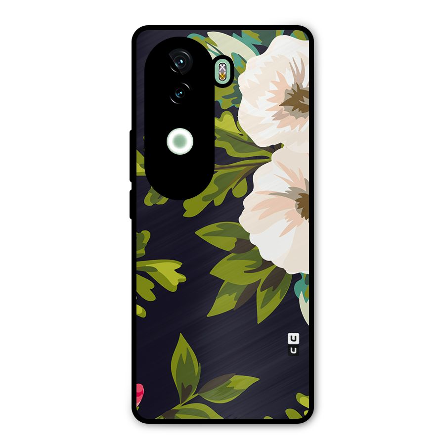 Floral Leaves Metal Back Case for iQOO Z9s