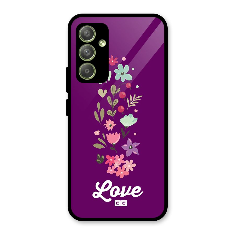 Floral Love Glass Back Case for Galaxy A54