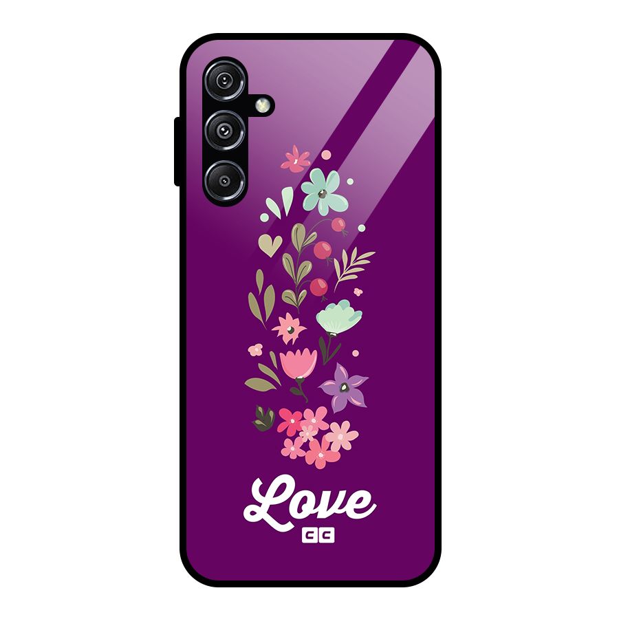 Floral Love Glass Back Case for Galaxy M34 5G